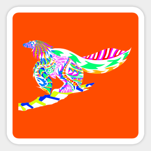 orange winged velociraptor the bird dinosaur ecopop Sticker